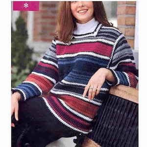 CROCHET Sweater PATTERN Beginner, Sweater Crochet Pattern Easy, Striped Sweater Crochet Pattern, Pullover, Jumper, pdf Instant Download