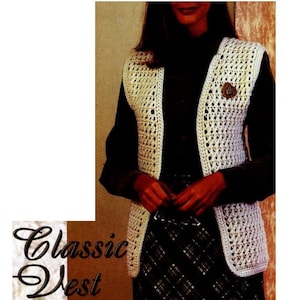 Womens Sleeveless Cardigan Vintage CROCHET PATTERN - Crocheted Jacket pdf instant download - Pattern Only Vest