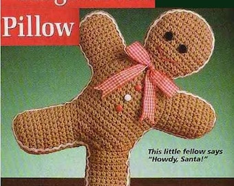 Crochet PATTERN, Gingerbread Man Pillow Pattern, Crochet Christmas Pillow, Crochet Christmas Décor, Gingerbread Pillow DIY, pdf English Only