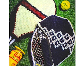 Cover for Tennis Racket - CROCHET PATTERN - Vintage Tennis Racket Covers - Vintage Crochet Pattern - Pattern PDF