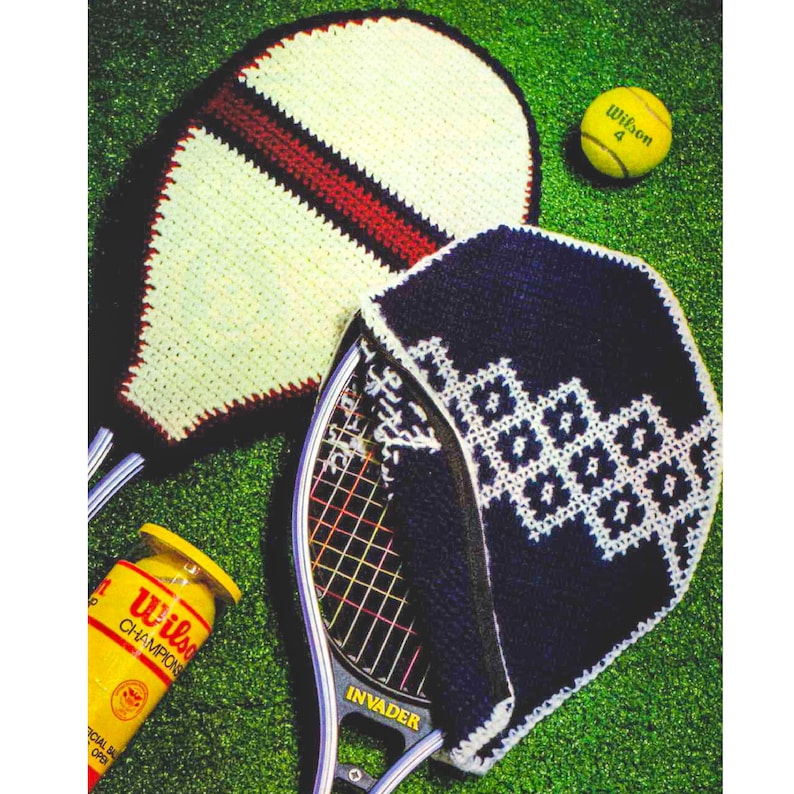 Invader Tennis Racket Cover for Tennis Racket - CROCHET PATTERN - Vintage Tennis Racket ...