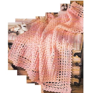 Victorian Lace Baby Afghan, Vintage CROCHET PATTERN pdf, Baby Boy Girl Lacy Wrap Blanket Coverlet Christening Shawl Instant Download