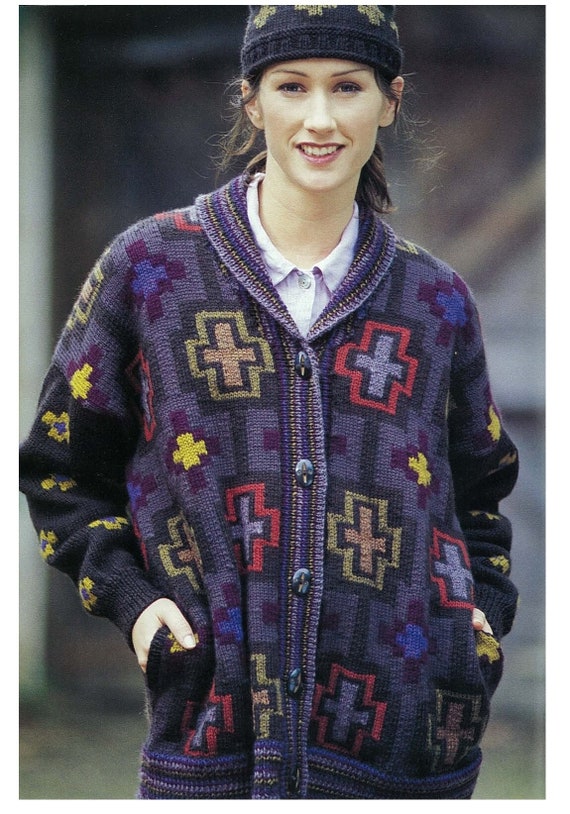 Modèle de tricot vintage veste pull et chapeau en cachemire PDF