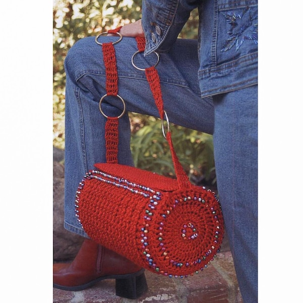 Bag CROCHET PATTERN, Duffle Bag Crochet Pattern, Retro Tote, Tote Bag Pattern, Digital Download Vintage Crochet Pattern