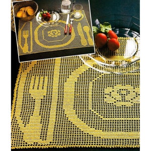 Vintage Crochet Pattern Crocheting Placemats PDF Instant Digital Vintage Filet Download Filet Crochet Doily