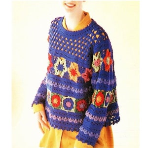 Granny Square Sweater Patterns, Granny Square PATTERN, Unique Crochet Sweater Pattern, Vintage Pattern Jumper, PDF Pattern, Instant Download