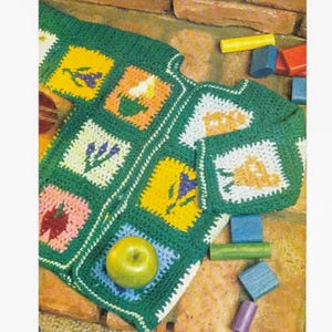 CROCHET PATTERN, Cardigan Crochet Pattern, Child Size Crochet Pattern, Patch Crochet Sweater for Children, pdf Instant Download English Only
