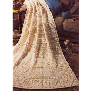 Heart CROCHET Blanket PATTERN, Valentines Gift Crochet Afghan, Love Heart Throw Handmade Blanket, Bobble Crochet Blanket, pdf English Only