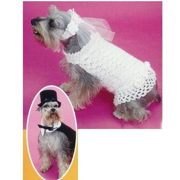Dog Wedding Dress Pattern - Dog Clothes CROCHET PATTERNS - Crochet Dog Sweater Pattern - Dog Hat Crochet Pattern - pdf instant digital