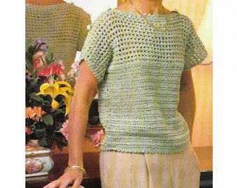 PATRÓN DE GANCHILLO, Patrón de top de crochet, Patrón de crochet para principiantes, Patrón de top de verano, Patrón de camiseta de crochet, Patrón de camisola, PDF vintage