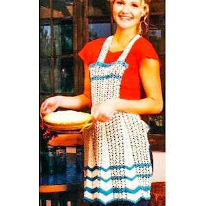 Vintage Crochet Pattern Retro Bibbed Apron PDF Instant Digital Apron Pattern PDF Download Vintage Retro Apron