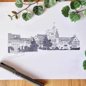The Ravenswood, Hand Drawn Venue Illustration, Printable Wedding Gift, Personalised Wall Decor Print, Paper Anniversary Gift, Bridal Shower