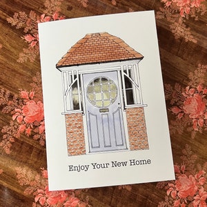 Nieuwe thuiskaart, Multipack Housewarming-kaart, nieuw huiscadeau, eerste thuiskaart, bewegende kaart, wenskaart, voordeur aquarel, handgetekend