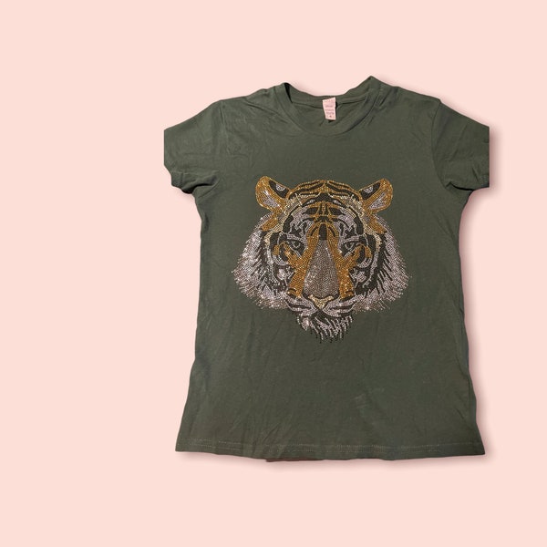 Galan Tiger Rhinestone Dress Shirt