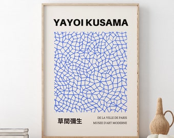 Affiche Yayoi Kusama, Impression Yayoi Kusama, Affiche d’exposition Yayoi Kusama, Art japonais, Filets infinis, Art à motif bleu, Impression numérique Kusama