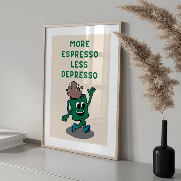 Coffee Wall Art Print, Green Retro Quote Poster,Trendy wall print, Cute Quote,Coffee Lover Gift,Coffee Bar,Kitchen Print,Espresso Wall Art