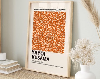Yayoi Kusama Poster, Yayoi Kusama Print, Yayoi Kusama Ausstellungsplakat, japanische Kunst, Infinity Netze, rote Motivkunst, Kusama Digitaldruck