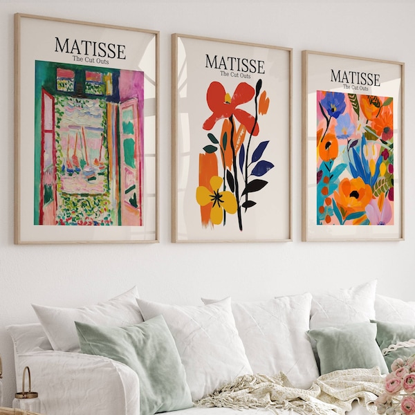Ensemble d'impression Matisse de 3, art mural Matisse, exposition d'art, art mural milieu du siècle, art du paysage, affiche imprimable de haute qualité, impression numérique