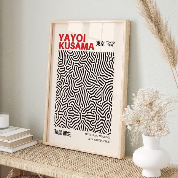 Yayoi Kusama Poster, Yayoi Kusama Print, Yayoi Kusama Exhibition Poster, Japanese Art, Infinity Nets, Blue Motif Art, Kusama Digital Print
