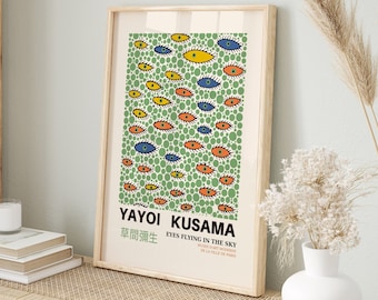 Yayoi Kusama Poster, Yayoi Kusama Print, Yayoi Kusama Exhibition Poster, Japanese Art, Infinity Nets, Blue Motif Art, Kusama Digital Print