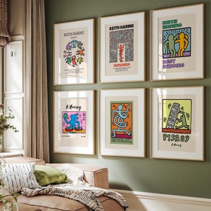 Set Of 6 Keith Haring Prints, Gallery Wall Set,Keith Haring Poster,Exhibition Print Set, Keith Haring Print, DIGITAL DOWNLOAD,Museum Poster