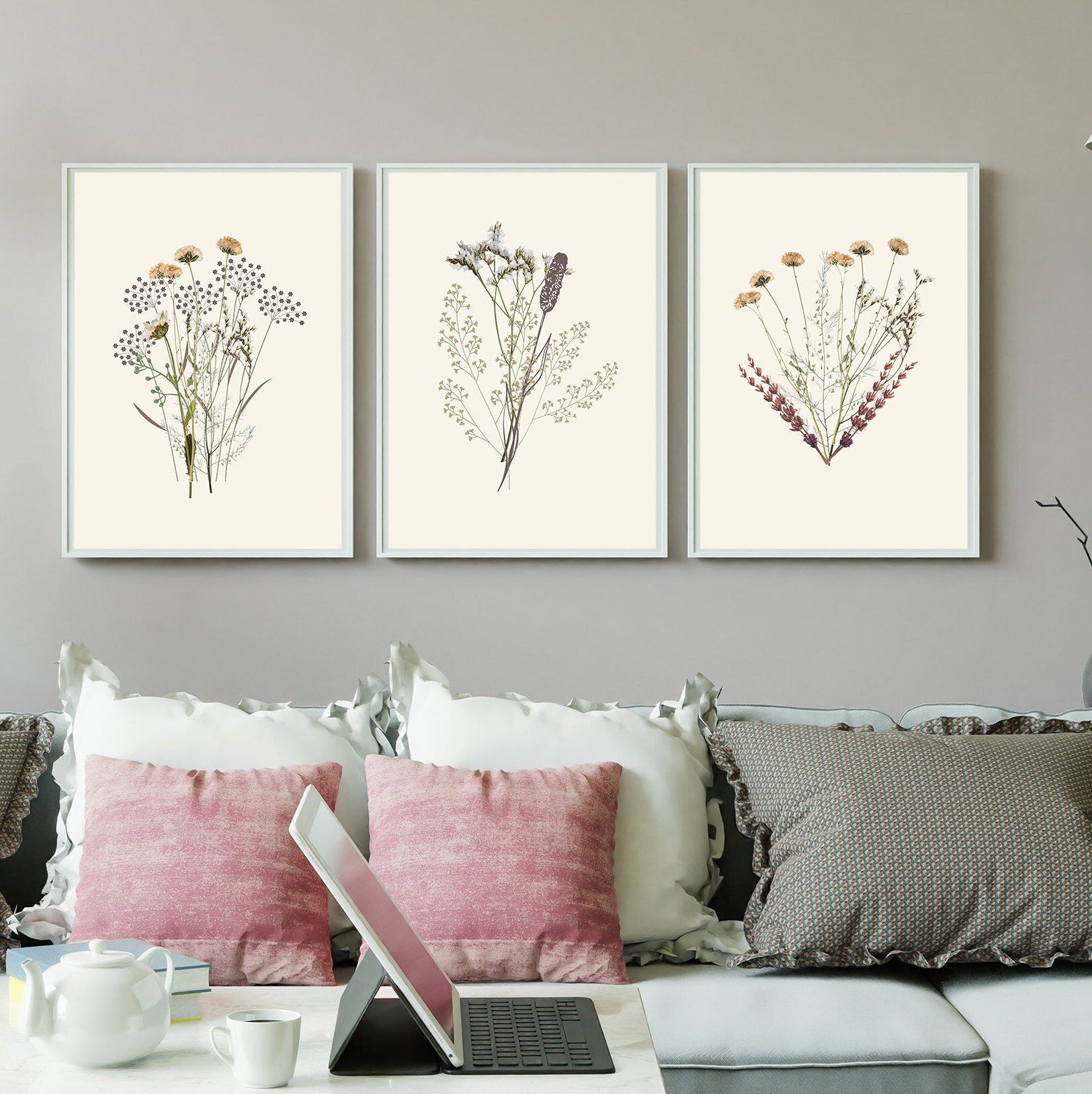 Watercolor Botanical Print Set of 3 Gallery Wall Art Floral - Etsy