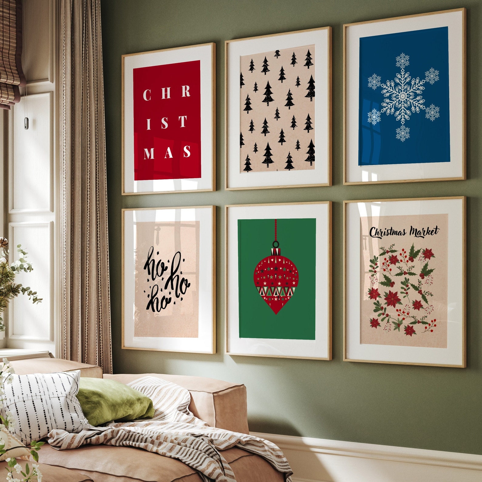 Gallery Set of 6 Christmas Wall Art Christmas Decorations Etsy