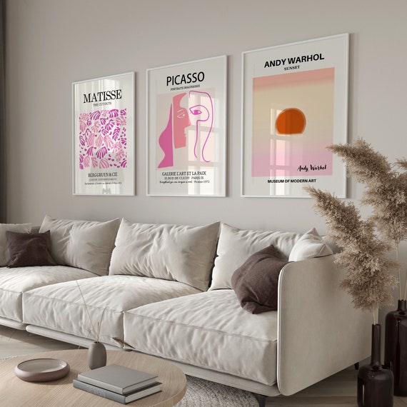 Gallery Wall Art Set Of 3 Prints, Picasso Print, Andy Warhol Poster, Picasso Poster, Gallery Wall Bundle, Matisse Set, Modern Wall Art