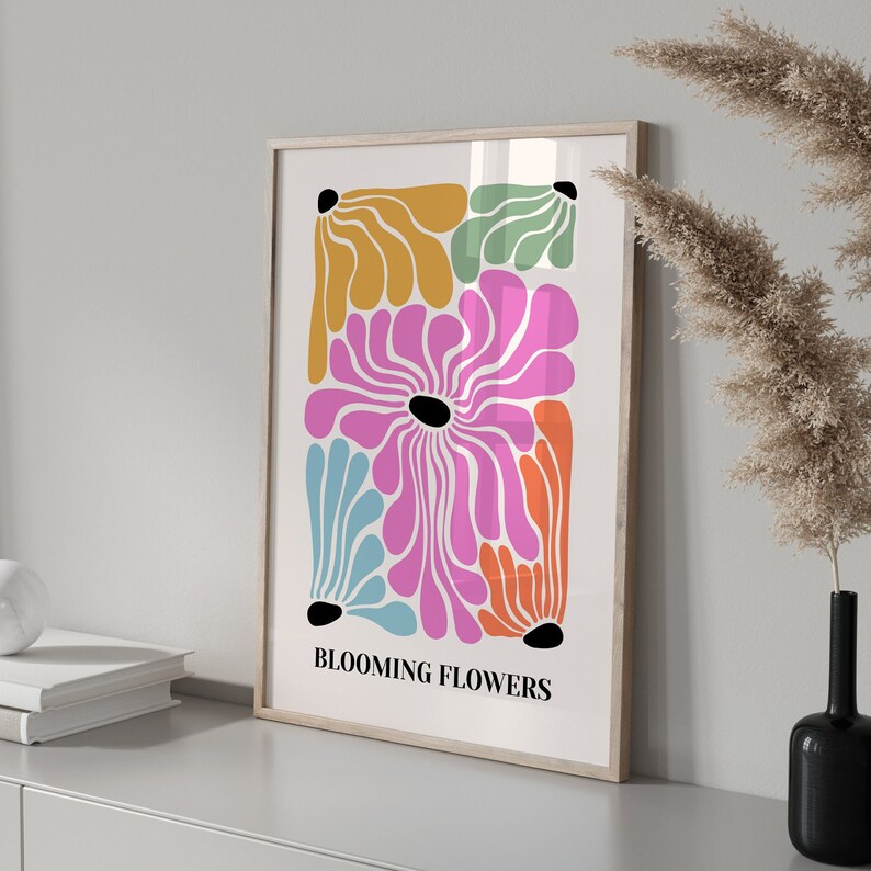 Abstract Botanical Flowers Print Digital Download Wall Print - Etsy