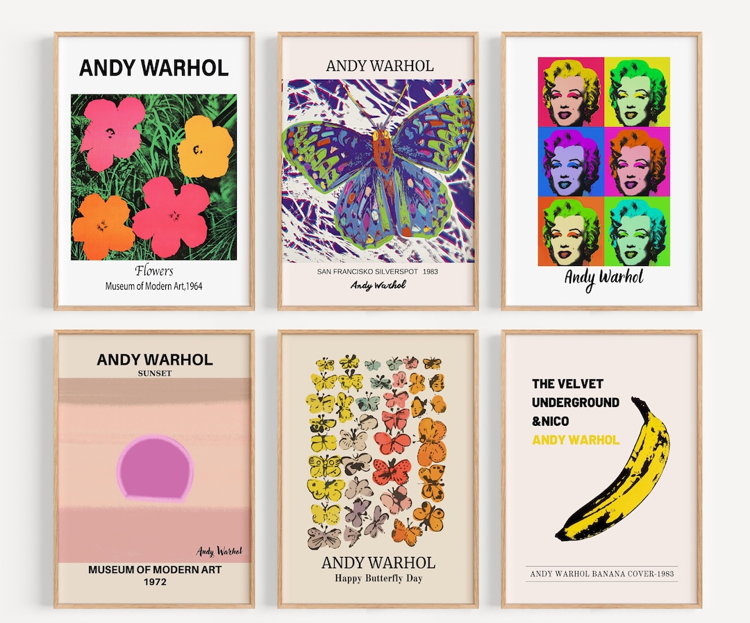 Andy Warhol Print Set of 6,andy Warhol Poster,gallery Wall Set, Museum