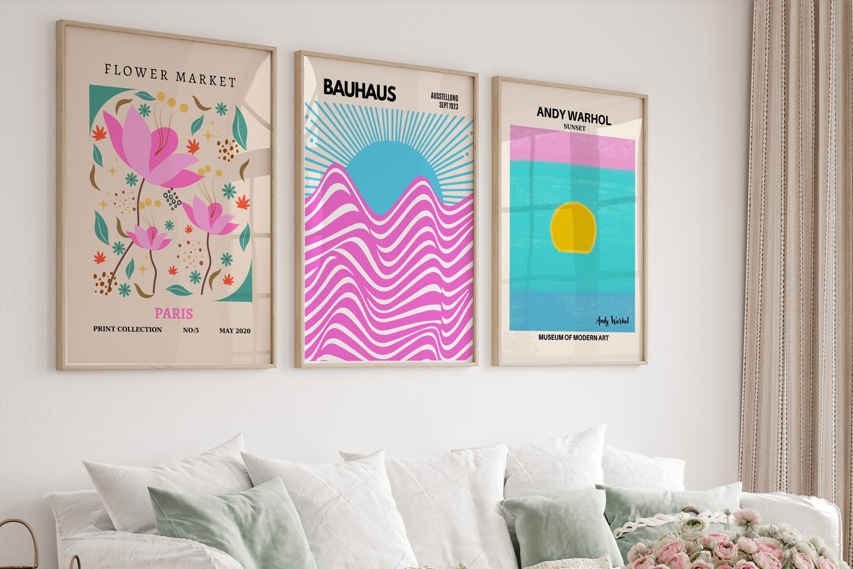 Bauhaus Exhibition Poster Set of 3 Modern Minimalist Contemporary