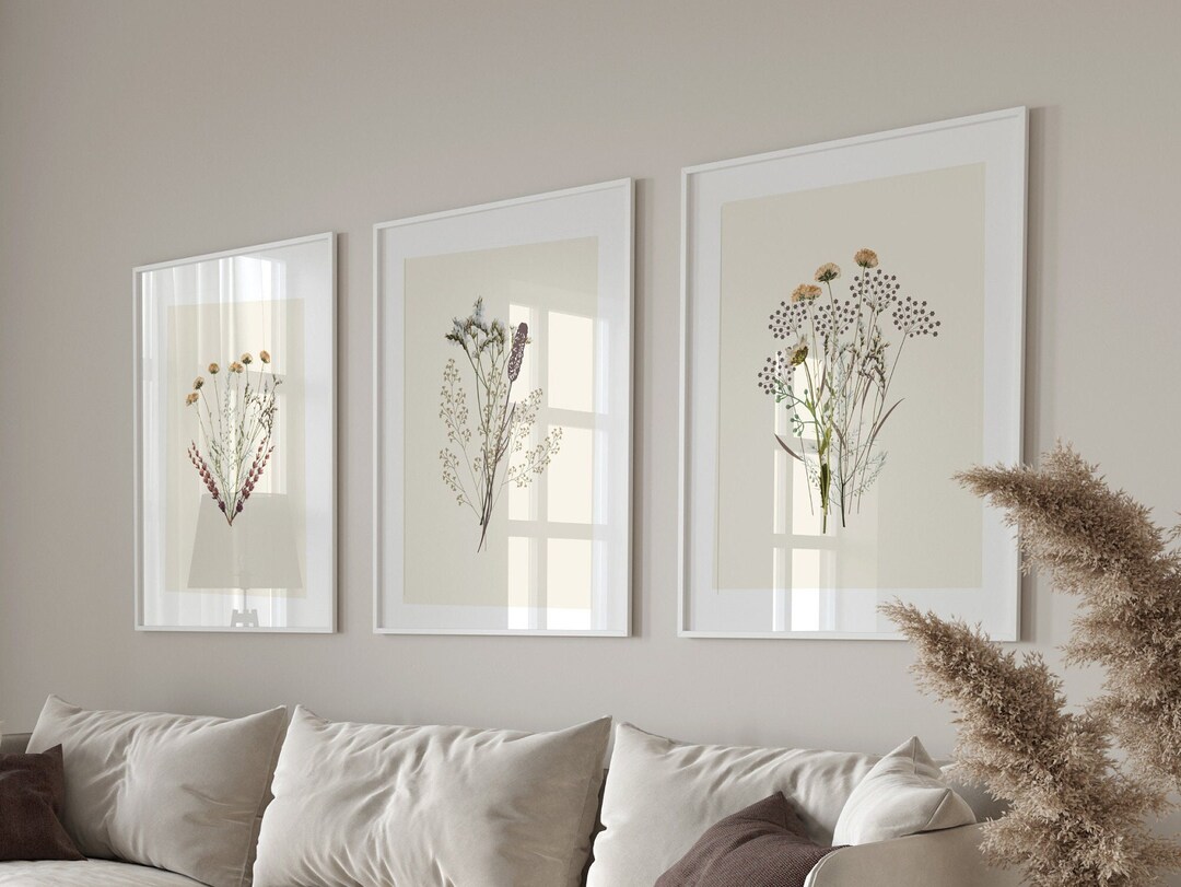 Watercolor Botanical Print Set of 3, Gallery Wall Art, Floral Printable ...