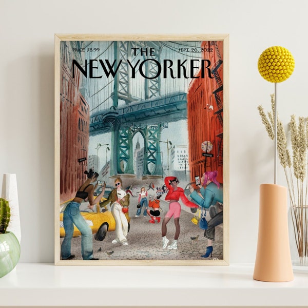 Cartel de la revista New Yorker, arte vintage, póster retro, impresión de arte de mediados de siglo, arte de portada de revista, conjunto de pared de galería, jpeg alto, póster de moda