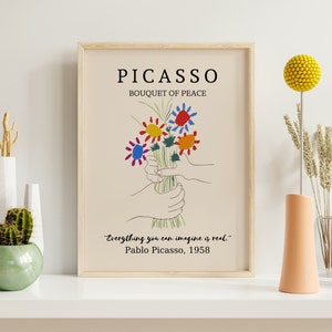 Picasso Print, Picasso Poster, Picasso Art Print, Picasso Sketch, Pablo Picasso Bouquet of Peace, Picasso Exhibition Poster, One Line Art