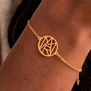 Anpassat monogramarmband, geometriska cirkelsmycken, initialtillbehör i 925 sterlingsilver, minimalistisk personlig present till henne