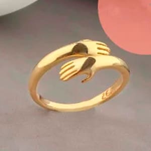 Anillo de abrazo de plata esterlina: joyería ajustable para la mano, amor y amistad