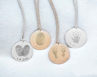 Collana con impronta digitale in argento sterling: gioielli personalizzati con impronta di mano/piede