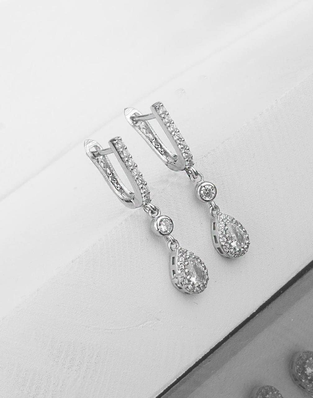 Silver Teardrop Crystal Bridal Earrings Wedding Jewellery Etsy UK