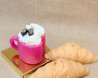 Buttery Croissant Soy Candle – Bakery Scented Candle, Novelty Food Candle, Handmade Gift for Food Lovers