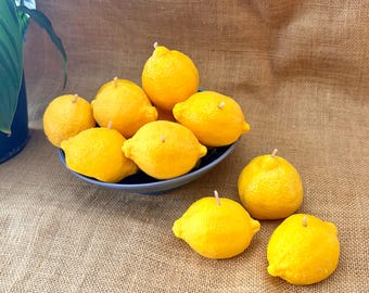 Hand-Poured Soy Wax Lemon Candle – Novelty Fruit Home Décor, Coconut Lime Scent