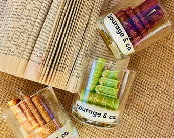 Tales in Wax Book Lover Candle | Vintage Bookshelf Decor, Soy Wax (Japanese Honeysuckle)
