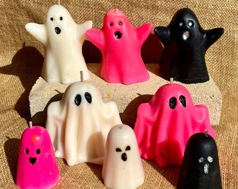 Ghost Candles Halloween Set | Spooky Soy Wax Decor, Froot Loops Vanilla Caramel Scents
