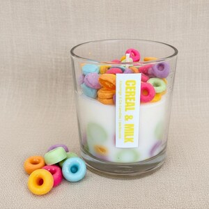 Sojakaars met granen en melk | Realistische voedselkaars | Kaars Ontbijtkom | Fruitige ontbijtgranenkaars | Nieuwigheidscadeau | Dessertkaars