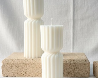 Twisted Hourglass Pillar Candle – Sculptural Soy Wax Candle, Modern Home Décor, Handmade Statement Candle