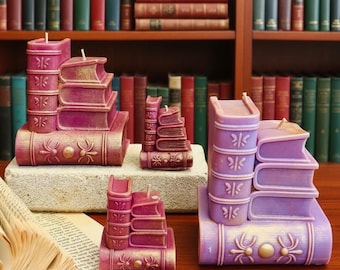 Stack of Books Candle | Vintage Literary Decor, Reading Vibes