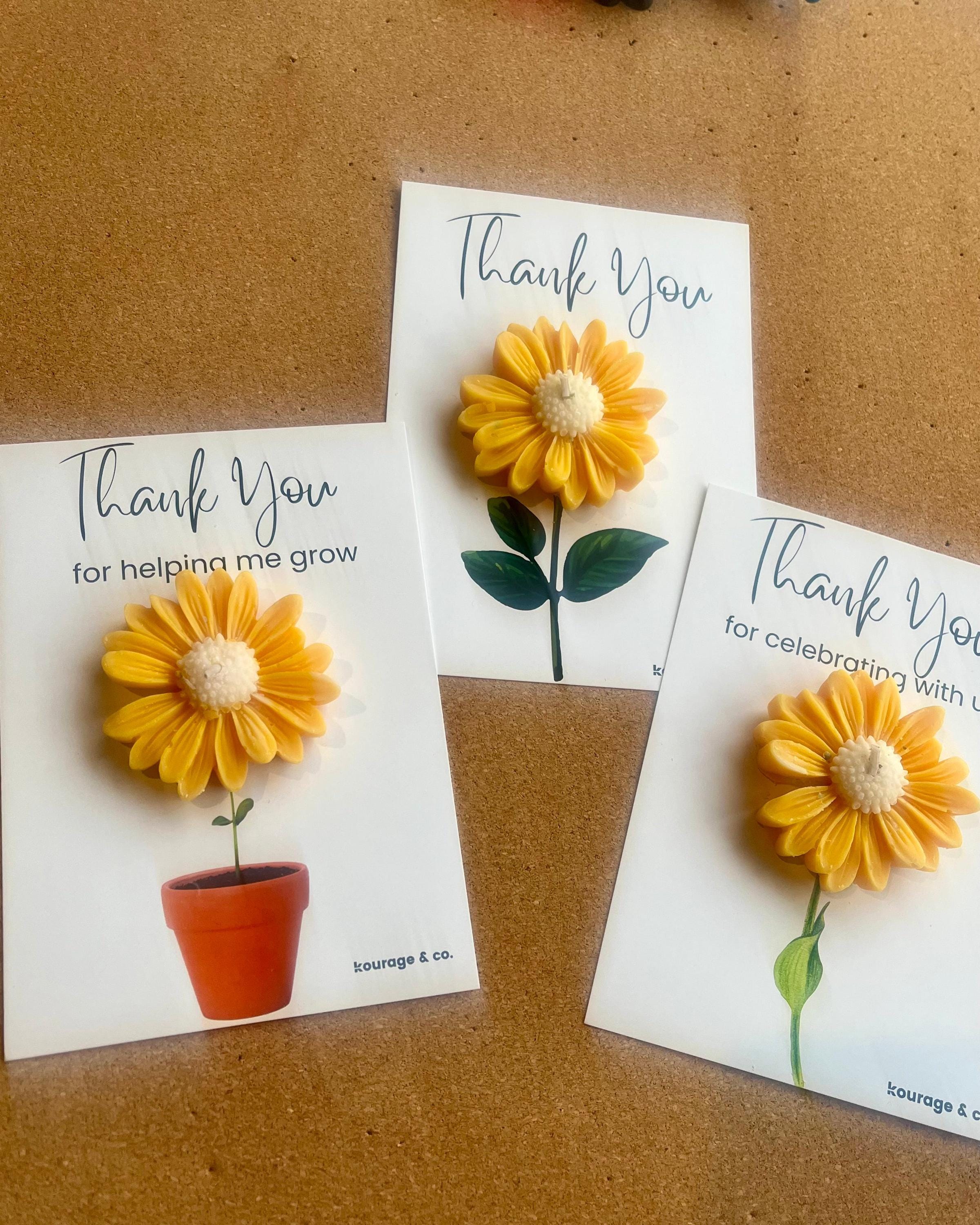 幸せリース　thanksメッセージ Daisy Candle Card – Soy Wax Flower Candle, Teacher Appreciation