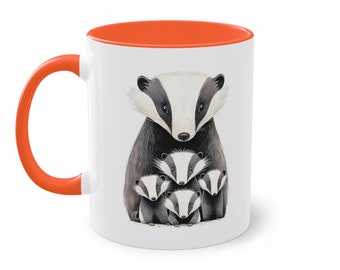 Large badger mug, coffee mug, tea mug, ceramic, clay, in 10 colors, 300 ml