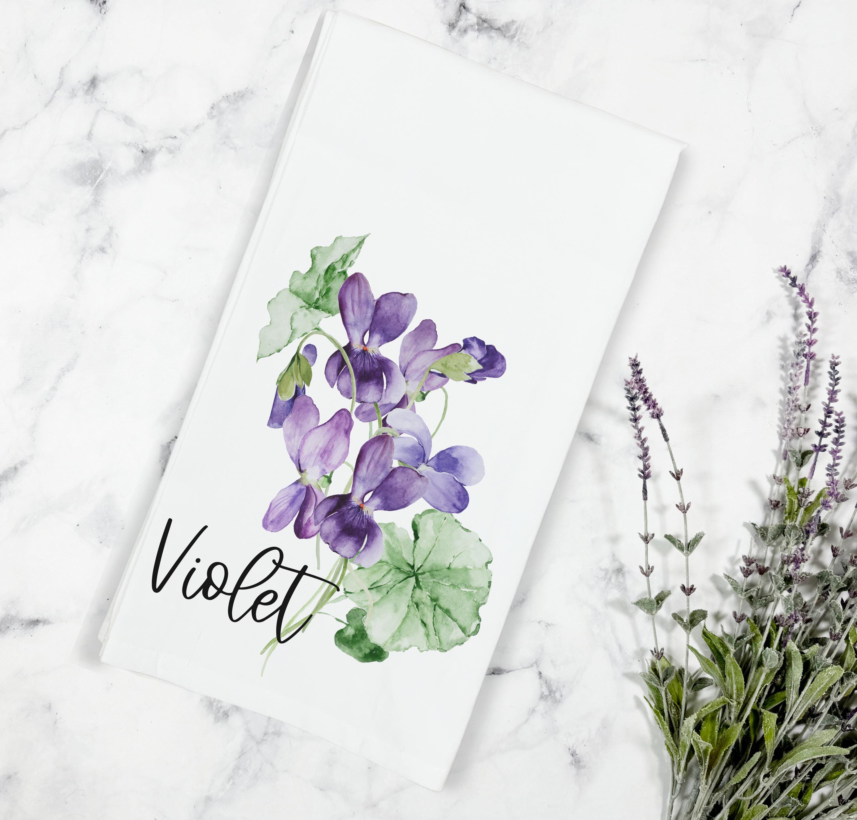 Violet Flower Wildflower Kitchen Tea Towel, Spring Tea Towel, Kitchen Gift, Gift for Gardener, Kitchen Decor, Floral Dish Towel, Wildflowers