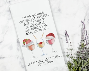 Reindeer Wine Christmas Tea Towel, Wine Tea Towel, Girlfriend Wine Gift, Reindeer Kitchen Decor, Wine Secret Santa, Christmas Wine Tea Towel