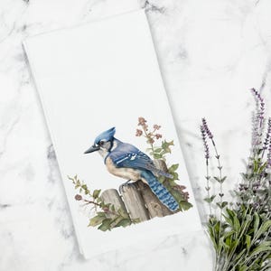 Bluejay Bird Kitchen Tea Towel, Spring Tea Towel, Kitchen Accent Towel, Bird Tea Towel, Colorful Bird Tea Towel, Nature Decor, Songbirds